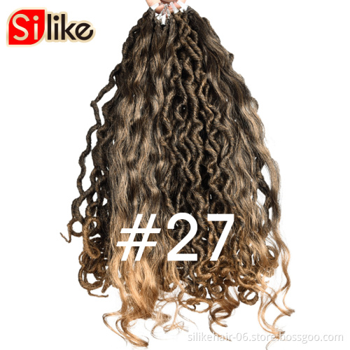 Long 18inch Curly Red Brown Goddess Faux Locs Crochet Braiding Hair Fluffy Passion Twist Braids Synthetic Hair Extensions